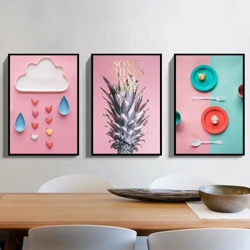 Modern Picture Sweet Home Decor Nordic Canvas Art Painting Wall Art Prints Colorful Tableware Posters for Dinning Room Kitchen