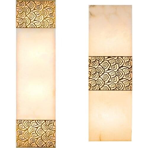 Modern New Chinese Style Wall Lamp Natural Marble Lamp All Copper Background Wall Bedroom Bedside Lamp Stairwell Aisle Lighting