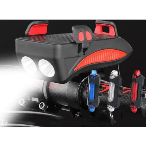 Bicycle Light Flashlight Phone Holder Mount Power Bank Bike Accessories Cycling Safety Taillight USB Rechargeable Front Lights