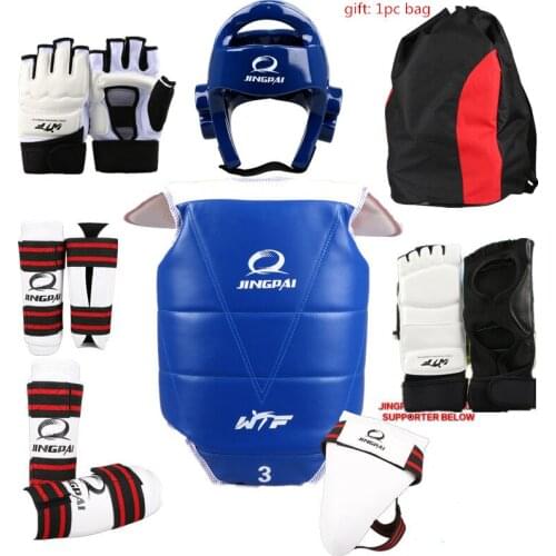 Taekwondo Sparring Gears Set, Groin Protector, Head Guard, Shin Guard, Arm Chest Guard 8pcs Set For Kids Men Women WTF Protect