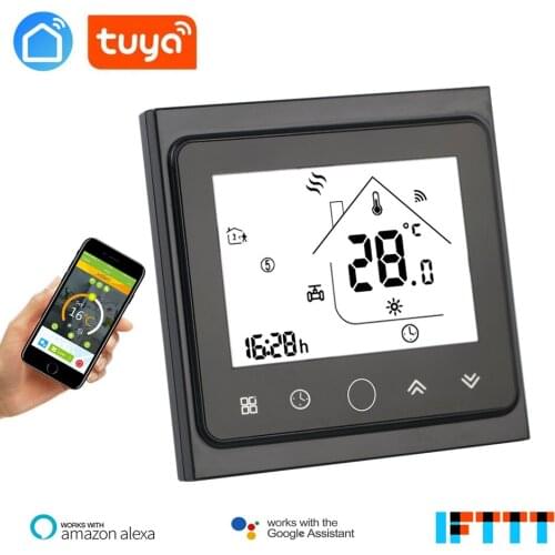 Tuya Remote Control Water heat Works Alexa Echo Google Home Multifunction voice interaction touch screen room thermostat