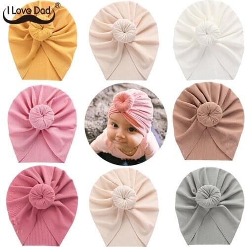 Solid Color Baby Girls Hat Cute India Knot Newborn Hat Beanie Turban Soft Infant Kids Hat Bonnet Newborn Photography Props
