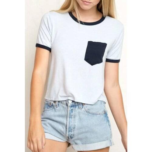 Summer Women Short Shirts Tops with Pockets O-Neck Short Sleeve Shirts Casual Loose Short Shirts Clothing XXL