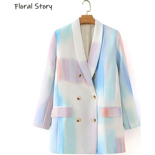 FLORAL STORY Women Long Sleeves Elegant Blazer Spring & Autumn Fashion Printed Casual Chic Coat Loose Outwear Office Lady Suit