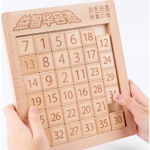 1 Set Educational Toy Four in One Mathematical Thinking Training Fine Craftsmanship Wooden Number Slide Puzzle Toy for Birthday