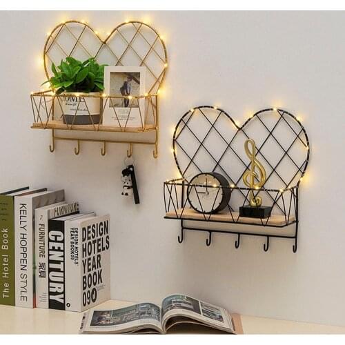 1pc Creative Iron Frame Gold Storage Rack Home Wall Hanging Mountain Shelf Home Storage Rack Display Shelves Home Decor