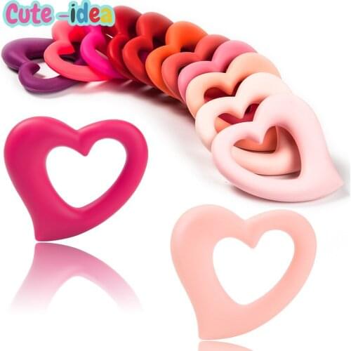 Cute-Idea 1pc Baby Cartoon Silicone Teethers Food Grade Love Heart Baby Teething Toys Accessories For Pacifier Chains BPA Free