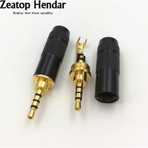 100Pcs 2.5mm 4 Pole Stereo Male Plug Solder DIY Connector for 6MM Headphones Speaker Cable Adapter