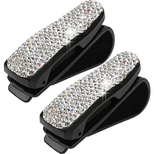 2pc Diamond Bril Clip Bill Clip Auto Zonnescherm Zonnebril Beugel Brillenkoker Auto Fastener Cip Auto Zonneklep Zonnebril Houder