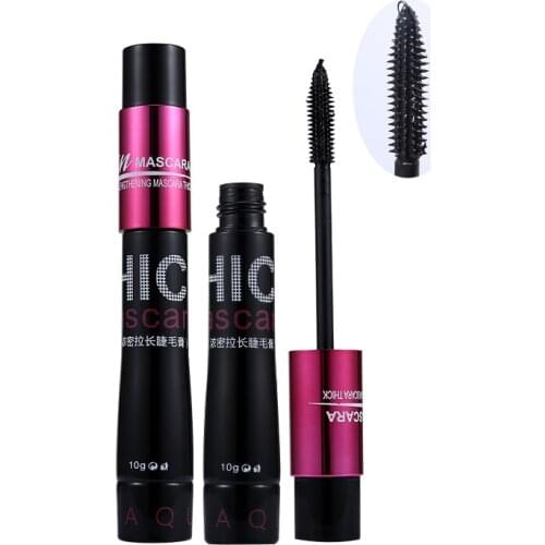 2pcs/set Mascara Makeup Eyes Lengthening Double Effect Fiber Long Waterproof Silk Black Curling Volume Maquiagem New