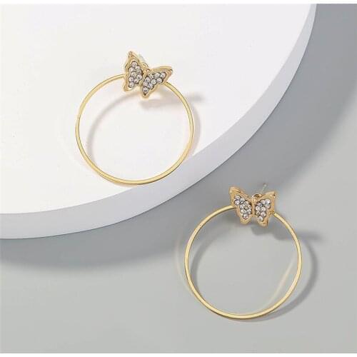 2021 Korea Trend Temperament Inlaid Zircon Butterfly Simple Earrings for Women Charm Fashion Jewelry Wholesale Girl aretes