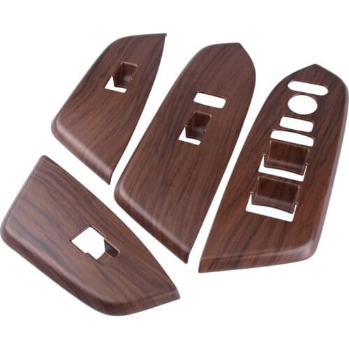 4pcs Car Grain Inner Window Switch Panel Cover Trim Plastic Peach Wood Fit for Honda CRV CR-V 2017 2018