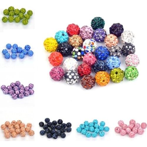 50Pcs/lot 10MM Beads Crystal Clay Disco Ball Beads Spacer Beads for Bracelet Jewelry Making