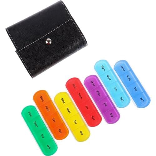 7 Day Weekly Pillbox Storage Container 28 Grid Pill Box Medicine Box Travel Case Medicine Box Organizer Case Wallet