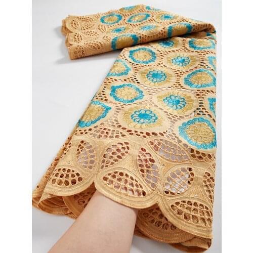 African Lace Fabric Cotton Lace Dubai Fabric Embroidery African Swiss Voile Lace Fabric For Party Dress 2.5 Yards TY049