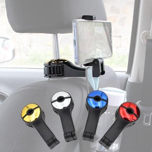 Car Headrest Hook & Mobile Phone Bracket Lock Type Creative Hook Multi-functional Seat Back Hanger For Rear Seat Cradle Clips