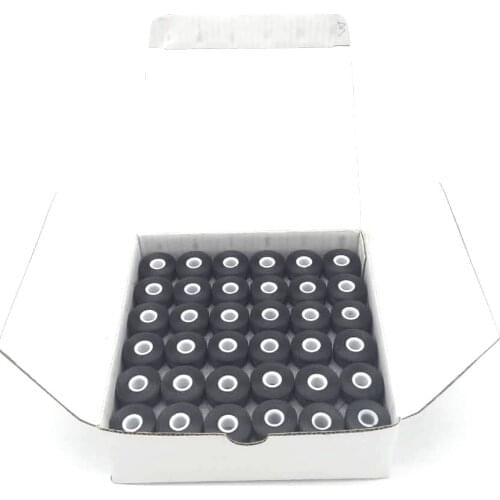 Black Color Sideless Type L 75D/2 144PCS/BOX for Embroidery Machine Pre-wound Bobbin Thread