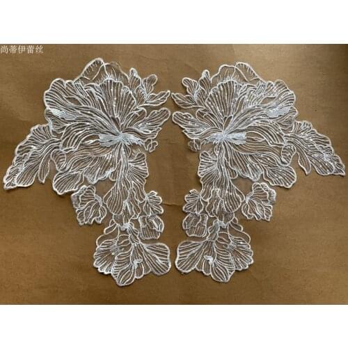 Big lace Applique lcarge flowers Medallions lace Piece mirror Lace Embroidery Applique Lace flowers pairs