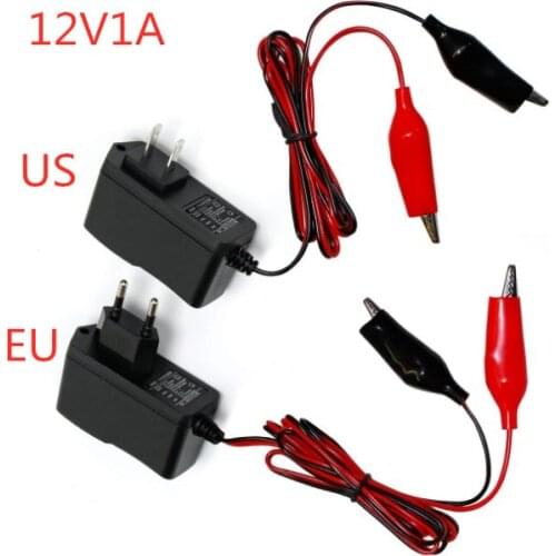 Black Short Circuit Protection 12 V 1A Sealed Lead Acid Rechargeable Automatic Battery Charger Per Car Truck Motorcycle