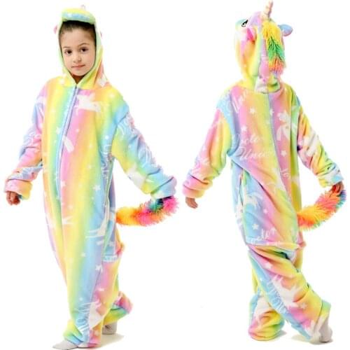 Children Licorne unicorn Pajama Kids Sleepwear Winter Onesies Childrens Pajamas Boys Girls Unicorn Flannel Pajamas
