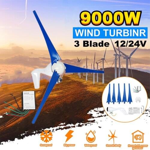 9000W Horizontal Wind Generator 12/24V Blade Wind Turbines Generator Windmill Energy Turbines Charge Horizontal Wind Generator