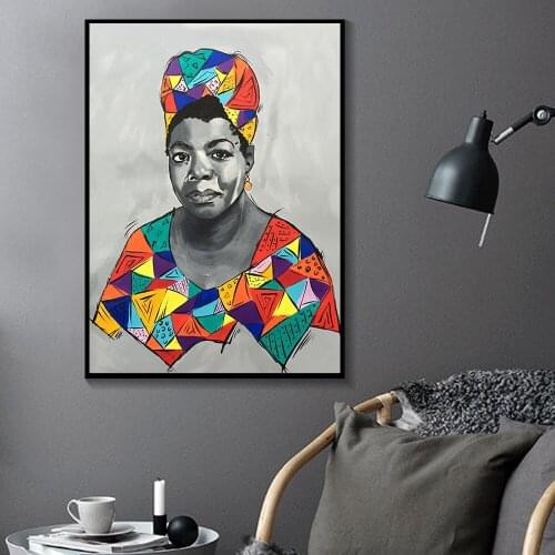 African Women Oil Painting Print On Canvas Art Black Women Poster and Print for Living Room Scandinavian Home Decor Unstretched
