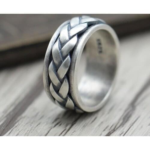 Thai Silver Personalized Weaving Can Be Rotated Ring Ring Sterling Silver 925 Jewelry