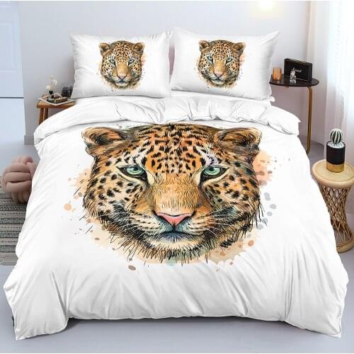 3D Duvet Cover Sets Bedding Sets Comforter Cases Pillow Covers Full Twin Super King Queen Size Design Leopard White Home Textile
