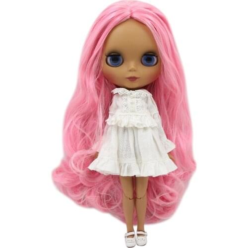 ICY DBS Blyth doll 1/6 30cm bjd Black Matte face Joint body Pink mix White hair BL1003/898