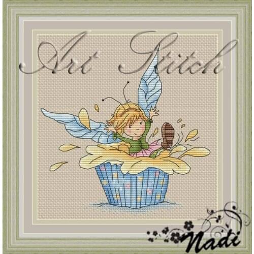 A little girl who loves reading Counted Cross Stitch Kit Cross stitch RS cotton with cross stitch The fairy in the cake