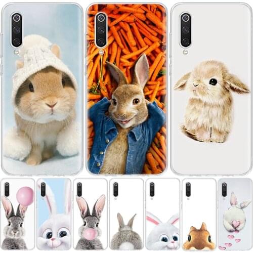 Cute White Baby Rabbits Phone Case For Xiaomi Redmi Mi Note 10 9 8 A3 A2 A1 CC9 9T Lite Pro 6X 5X F1 CC9E Coque Cover
