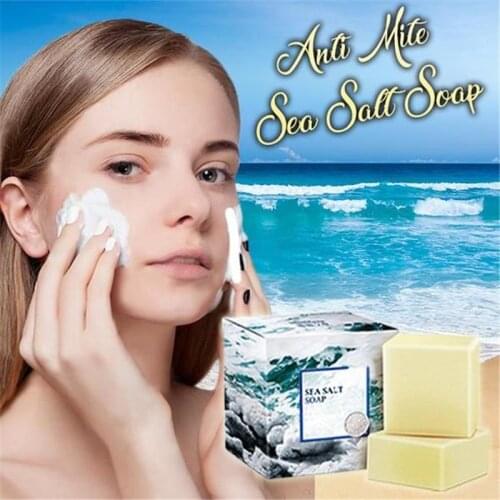 Sea Salt Soap Oil Control Remover Makeup Moisturize Face Wash Goat Milk Soap Deep Cleansing Pores Blackheads Soft Skin Soap 60g