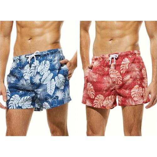 Mens Quick Dry Board Shorts Tropical Flowers Printed Low Waist Short Surf No Mesh Liner Swimsuit Men Summer sport shorts