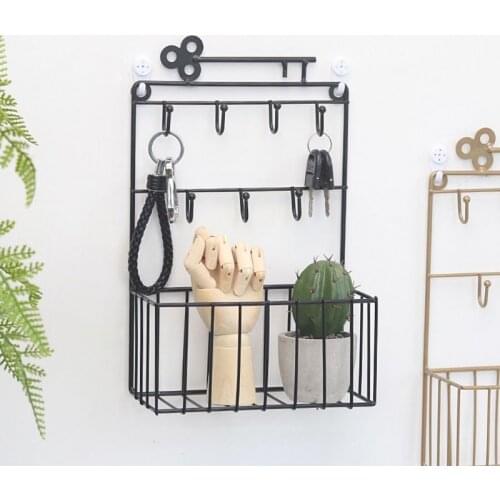 Wall Mounted Mail and Key Holder 7 Hook Rack Organizer Pocket and Letter Sorter for Entryway Kitchen Home Office Decor