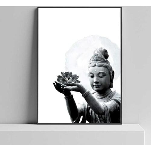 Buddha Wall Art poster Black And White Canvas Poster Print wall pictures for living room Meditation Room Decor painting