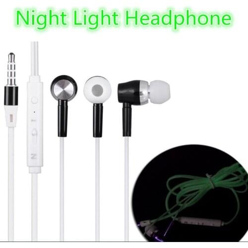 Earphone Glow Earphone Night Light Stereo Sport Headset with microphone Metal rock bass personality earpiece for PC smart phone