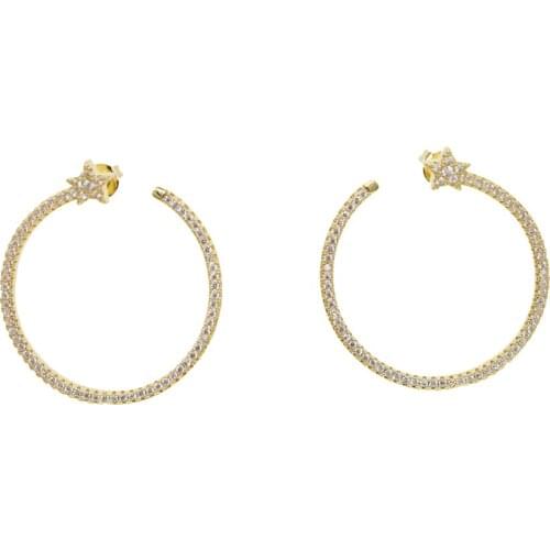 New 2019 Stud micro pave cz circle Earrings With green Red Stone mix Rainbow CZ gold Stud Earring girl earring women jewelry