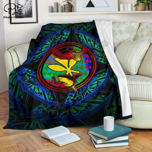 Polynesian style Shark Blanket 3D printed Sherpa Blanket on Bed Home Textiles Dreamlike HOME ACCESSORIES