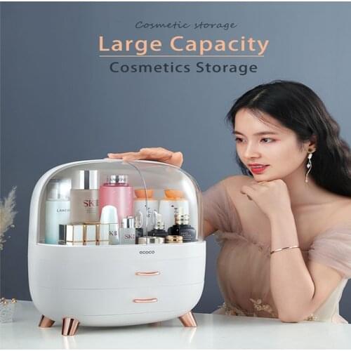 Fashion New Makeup Organizer Large Capacity Waterproof and Dustproof Bathroom Cosmetic Storage Box Desktop Beauty Storage Drawer