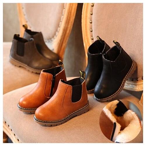 Autumn Winter Kids Boots Shoes Boys Girls Motorcycle Boots Fashion Plush Ankle Boots Children Sneakers Snow Boots Shoes
