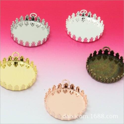 20pcs 15/20/25mm Diy Jewelry Findings Pendant Blank Base Tray for Cabochon Vintage Charm Blank Antique Bronze Silver Plated