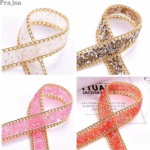 Prajna 1Yard 2cm Rhinestones Hot Fix Rhinestone Ribbon Belt Trim Chain Strass Crystal Rhinestone For Craft Wedding Decor Dress