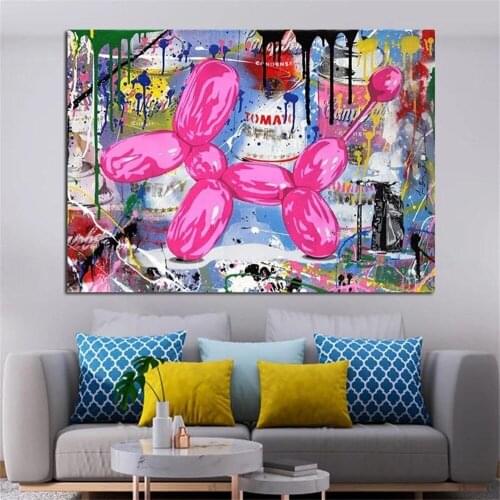 Doodle balloon good dog pop art poster print on canvas painting abstract picture living room home decoration frameless