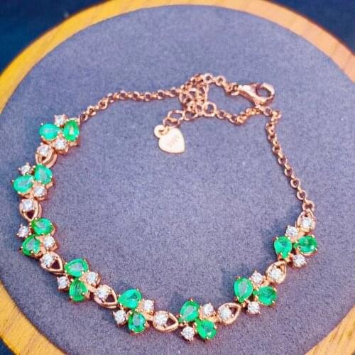 Natural And Real Emerald Bracelet 925 Sterling Silver Fine Jewelry Emerald Bracelet Wedding Best Gift