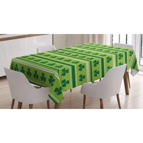 Traditional Irish Pattern Clovers Dining Room Kitchen Rectangular Table Cover Lime Green