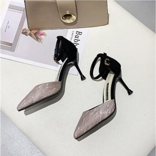 2019 High Heel Wedding Party Shoes Women Pumps Stiletto Thin Heel Pointed Toe Bowtie Bee Matal Zapatos Shallow Dress 8cm heel