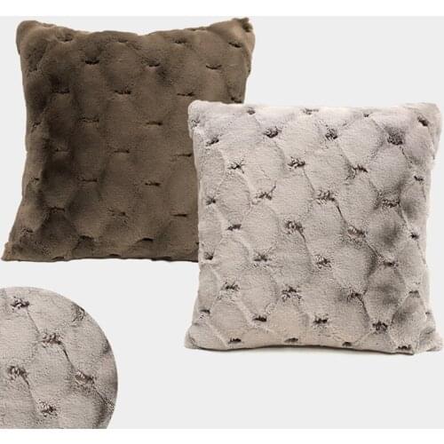 Solid Color Decorative Plush Sofa Cushion Cover Faux Rabbit Fur Pillow Case Office Use Pillow Covers For Armchair Sofa 45x45cm