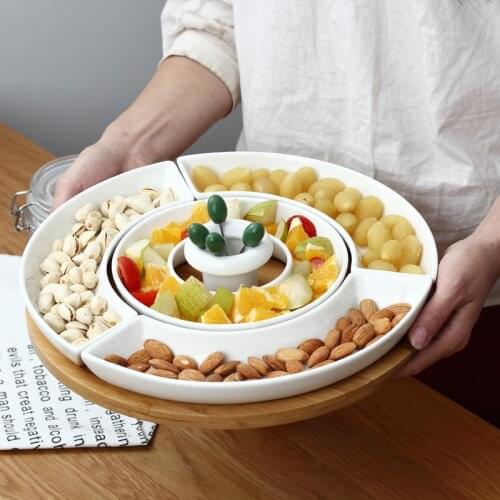 Unique Ceramic Assorted Dinner Plate Ornamental Porcelain Detachable Serving Tray Bamboo Dinnerware Decor Utensil Centerpiece