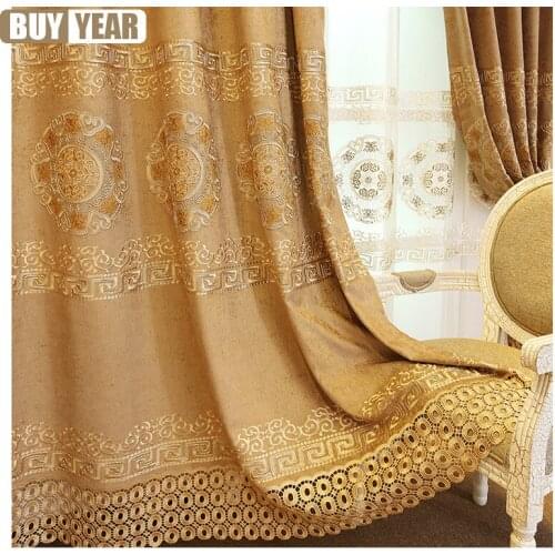 High-end European-style Chenille Embroidered Curtains for Living Room Bedroom Villa Embroidered Shading Curtains Tulle Custom