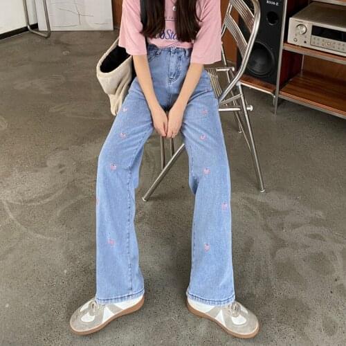 Woman Jeans High Waist Clothes Wide Leg Denim Clothing Blue Streetwear Vintage Quality 2021 Fashion Harajuku Straight Pants
